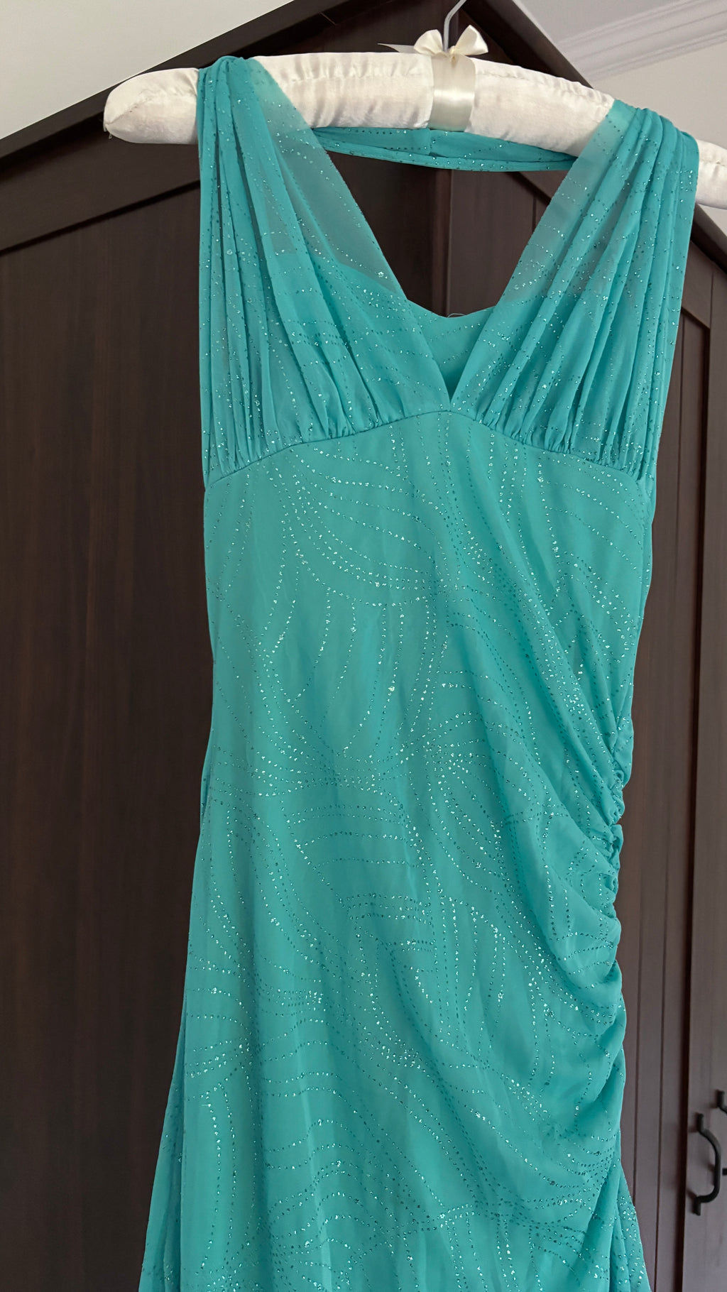 ୧ ‧₊˚ teal prom dress